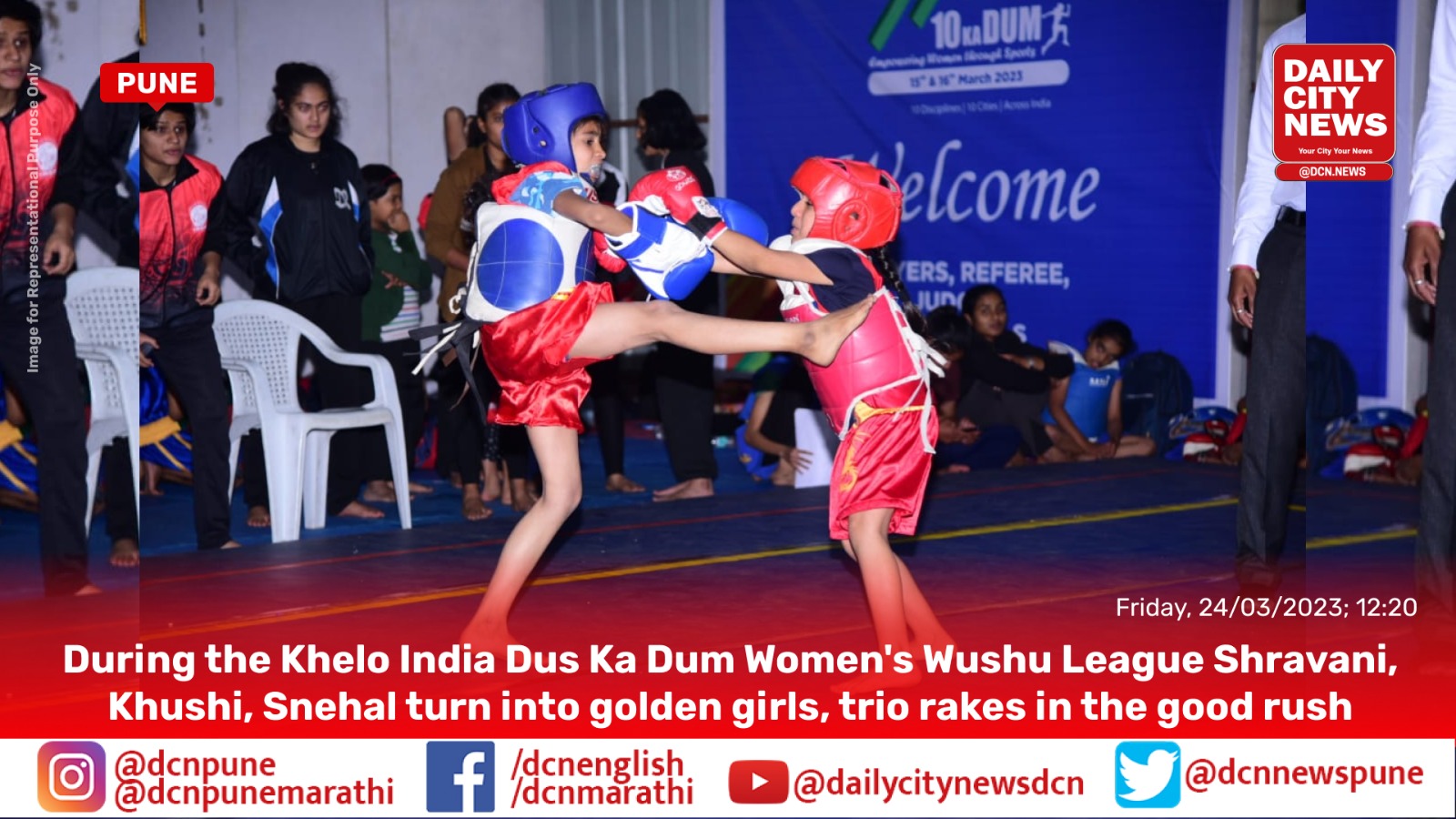 During the Khelo India Dus Ka Dum Women's Wushu League Shravani, Khushi, Snehal turn into golden girls, trio rakes in the good rush