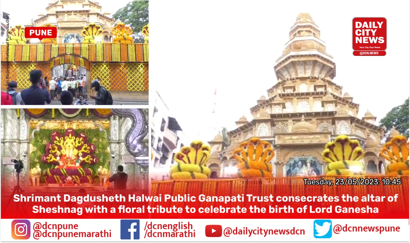 Shrimant Dagdusheth Halwai Public Ganapati Trust consecrates the altar of Sheshnag with a floral tribute to celebrate the birth of Lord Ganesha