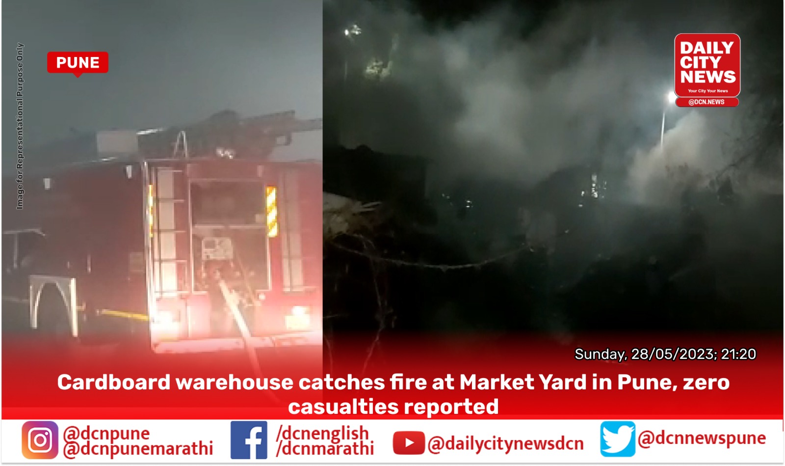 Cardboard warehouse catches fire at Market Yard in Pune, zero casualties reported